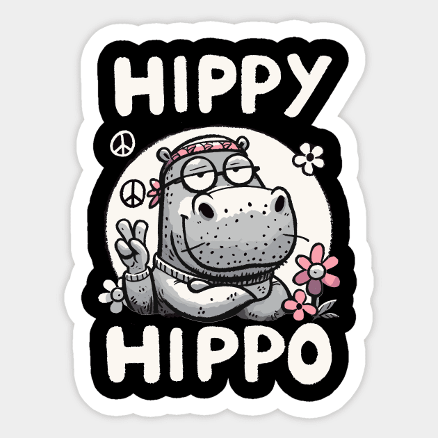 Hippy Hippo Sticker by DoodleDashDesigns